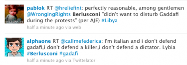 tweets on berlusconi connection