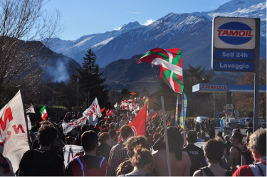A "No TAV" march, 25/02/2012, from Bussoleno to Susa. Photo reproduced under Creative Commons License BY-SA